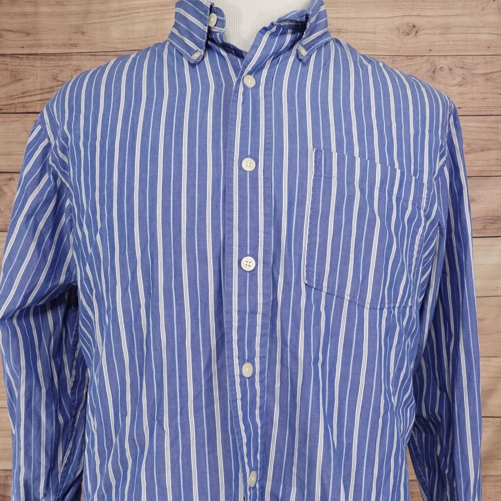 Sonoma Button Down Shirt Mens L Blue Striped Excellent Long Sleeve Cotton